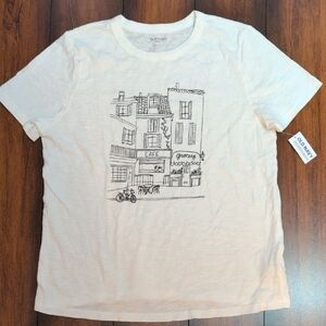 Old Navy women's White Graphic Paris Sketch T-Shirt
